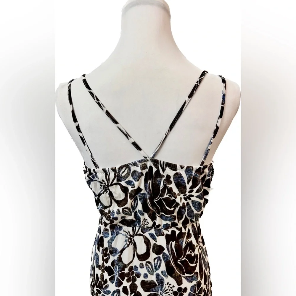 NWOT 💋 LOFT 💋 Brown & Navy Blue Floral Print Strappy Maxi Dress - XSP - Picture 7 of 9